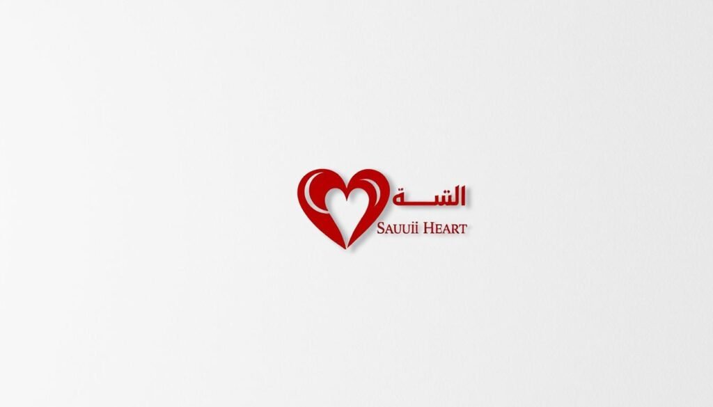 A dynamic, minimalistic logo design for the Saudi Heart Association, set against a subtly textured background evocative of the Saudi Arabian landscape. The central heart symbol is rendered in a bold, geometric style, conveying the organization's mission of advancing cardiac care with precision and purpose. Soft, diffused lighting accentuates the clean lines and elegant simplicity of the design, creating a sense of professionalism and authority. The overall composition is balanced and visually striking, reflecting the Association's role as a leading voice in the field of cardiovascular health in the region.