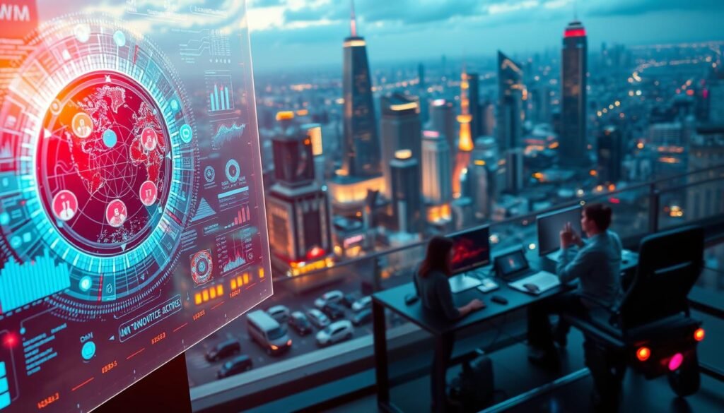 A vibrant and immersive scene of the future of technology and data analysis. In the foreground, a sleek and intuitive holographic display presents a kaleidoscope of insights, visualized through dynamic graphs and charts. In the middle ground, a team of data scientists collaborates seamlessly, their workstations bathed in the glow of cutting-edge hardware and software. The background is a sprawling cityscape, with towering skyscrapers and autonomous vehicles gliding through the streets, reflecting the rapid advancements in urban infrastructure and transportation. The lighting is a blend of warm, natural tones and cool, futuristic hues, creating an atmosphere of innovation and discovery. The overall composition conveys a sense of progress, efficiency, and the boundless potential of data-driven decision-making.