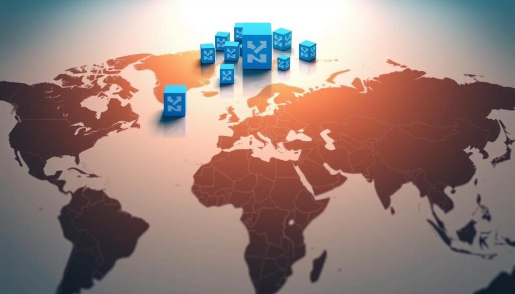 A detailed global map of the NordVPN server network, showcasing its widespread coverage across continents. The map is rendered with realistic cartography, featuring countries and major landmasses in muted tones. Atop the map, a cluster of server icons in the NordVPN brand's signature blue hue, each representing a high-speed, secure VPN node. The icons are positioned strategically, highlighting the extensive global reach of the NordVPN infrastructure. The scene is illuminated by a soft, warm lighting, creating a visually appealing and informative illustration of the VPN provider's global server network and its potential to protect users' online privacy and security. A detailed global map of the NordVPN server network, showcasing its widespread coverage across continents. The map is rendered with realistic cartography, featuring countries and major landmasses in muted tones. Atop the map, a cluster of server icons in the NordVPN brand's signature blue hue, each representing a high-speed, secure VPN node. The icons are positioned strategically, highlighting the extensive global reach of the NordVPN infrastructure. The scene is illuminated by a soft, warm lighting, creating a visually appealing and informative illustration of the VPN provider's global server network and its potential to protect users' online privacy and security.