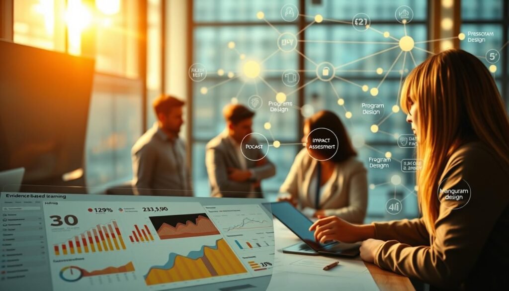 An integrated monitoring, evaluation, and learning (MEL) framework, illuminated by warm, natural lighting and captured through a wide-angle lens. In the foreground, a data visualization dashboard showcases key performance indicators, trends, and insights. The middle ground features collaborative teams reviewing findings, making data-driven decisions. In the background, a network of interconnected processes, from program design to impact assessment, all aligned to drive continuous improvement. The overall scene conveys a sense of transparency, connectivity, and a culture of evidence-based learning. An integrated monitoring, evaluation, and learning (MEL) framework, illuminated by warm, natural lighting and captured through a wide-angle lens. In the foreground, a data visualization dashboard showcases key performance indicators, trends, and insights. The middle ground features collaborative teams reviewing findings, making data-driven decisions. In the background, a network of interconnected processes, from program design to impact assessment, all aligned to drive continuous improvement. The overall scene conveys a sense of transparency, connectivity, and a culture of evidence-based learning.