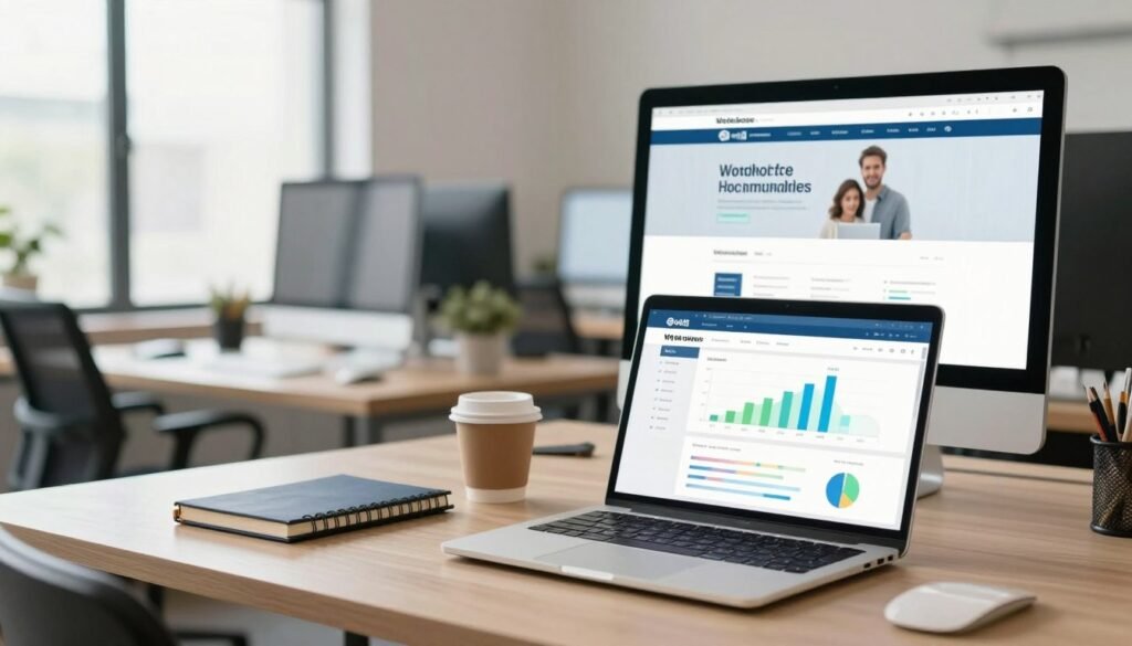 A modern e-commerce workspace, focusing on managed WooCommerce hosting plans. In the foreground, a sleek laptop displays a colorful WooCommerce dashboard with graphs and analytics. Beside the laptop, there are stylish business notebooks and a coffee cup, signifying a productive environment. The middle ground features a contemporary desk with a monitor showcasing a well-designed online store. The background reveals a bright, airy office space with large windows allowing natural light to pour in, enhancing the atmosphere of innovation and professionalism. The scene is infused with a sense of collaboration and growth, appealing to entrepreneurs in the e-commerce sector. The lighting is soft yet bright, creating an inviting ambiance. A modern e-commerce workspace, focusing on managed WooCommerce hosting plans. In the foreground, a sleek laptop displays a colorful WooCommerce dashboard with graphs and analytics. Beside the laptop, there are stylish business notebooks and a coffee cup, signifying a productive environment. The middle ground features a contemporary desk with a monitor showcasing a well-designed online store. The background reveals a bright, airy office space with large windows allowing natural light to pour in, enhancing the atmosphere of innovation and professionalism. The scene is infused with a sense of collaboration and growth, appealing to entrepreneurs in the e-commerce sector. The lighting is soft yet bright, creating an inviting ambiance.